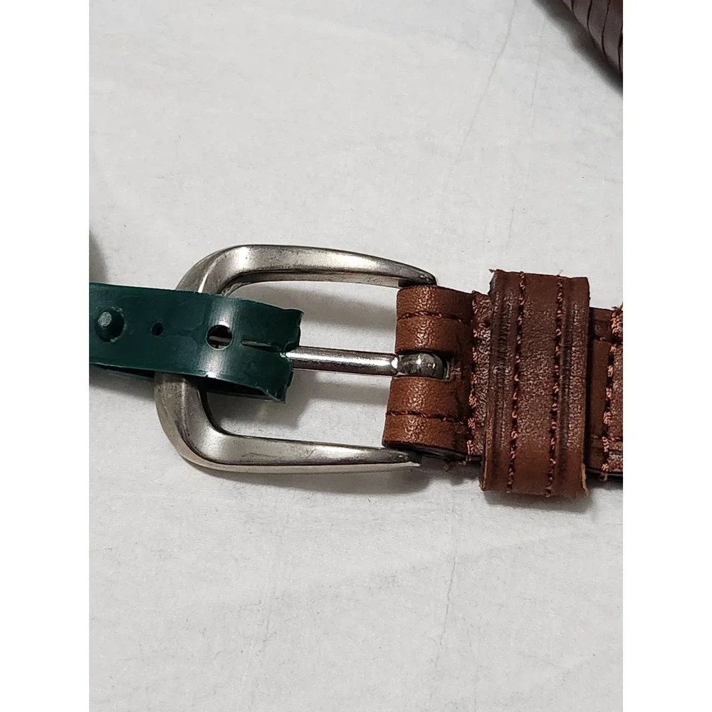 New Vintage Men's Brown Braided 42 Leather Belt Boho Western GH BASS NWT